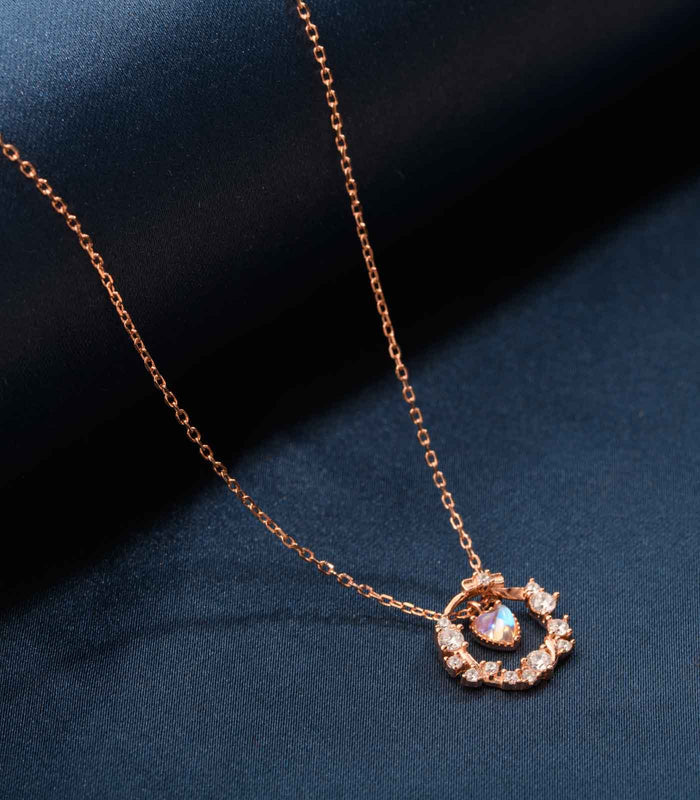 Rose Gold Polish Dangling Pendant Necklace (Silver)