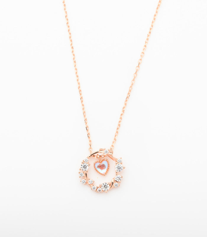 Rose Gold Polish Dangling Pendant Necklace (Silver)
