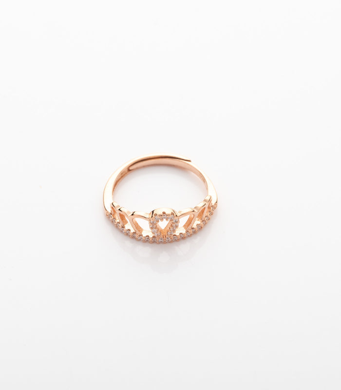 Rose Gold Stones Finger Ring (Silver)
