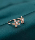 Rosy Flower Adjustable Finger Ring (Silver)