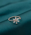 Rosy Flower Adjustable Finger Ring (Silver)