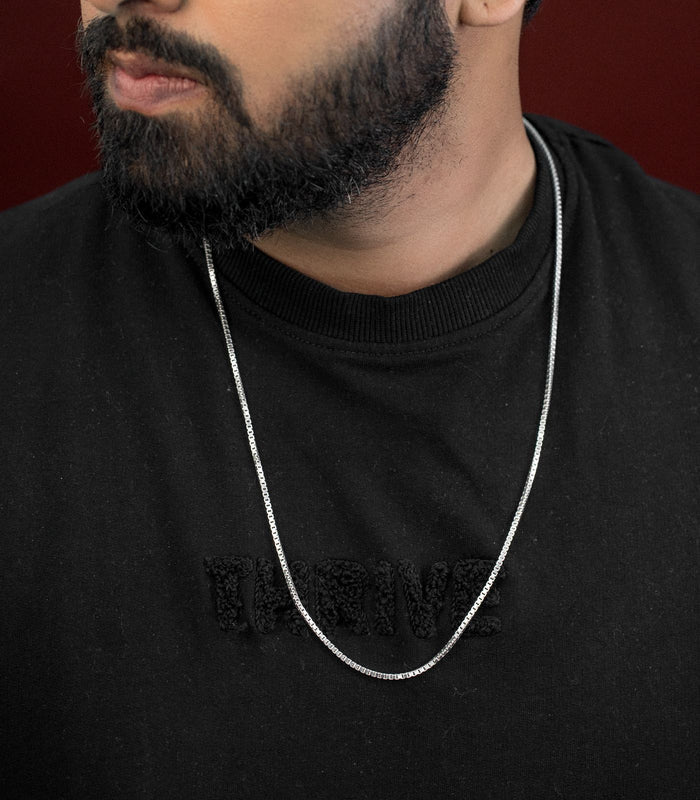 Round Links Mens Chain (66 cm) (Silver)
