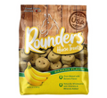 Bag of Banana flavored Rounders Horse Treats on a white background.