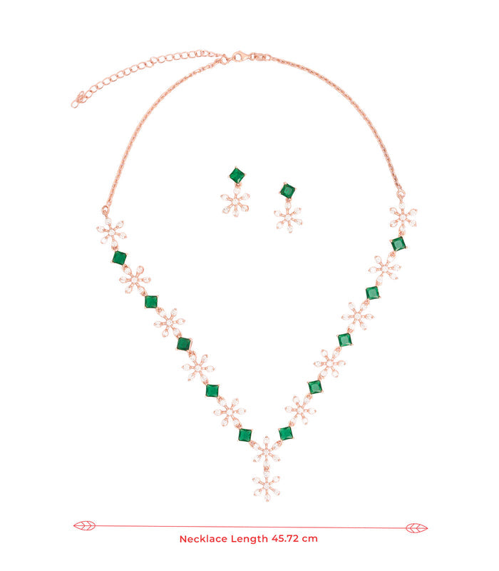 Serene Floral Garland Necklace Set (Silver)