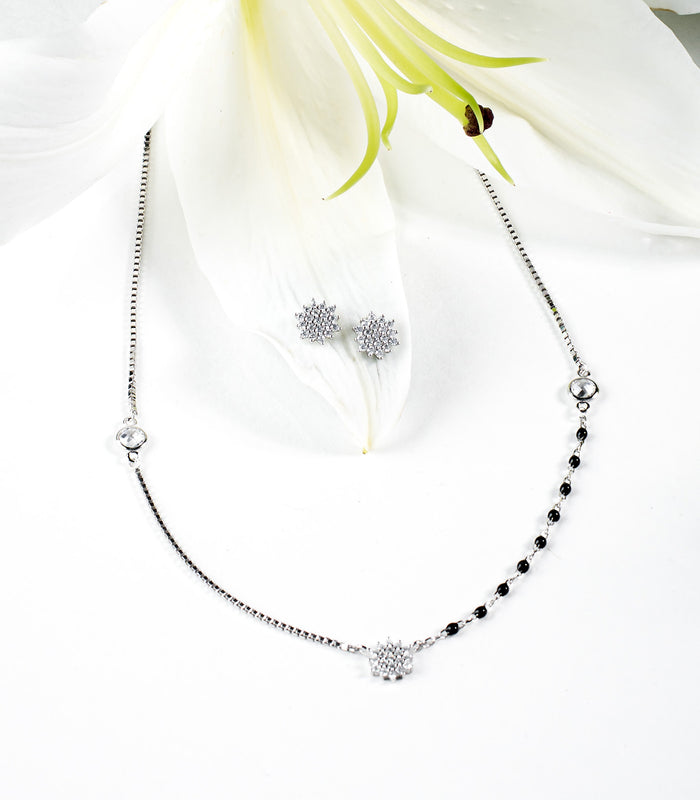 Shining Chakra Mangalsutra Set (Silver)