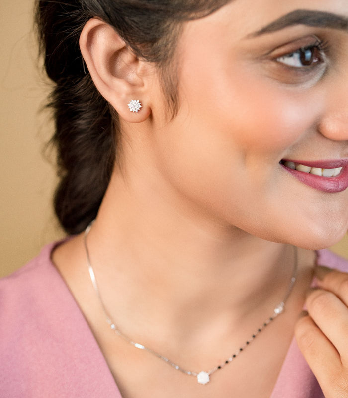 Shining Chakra Mangalsutra Set (Silver)