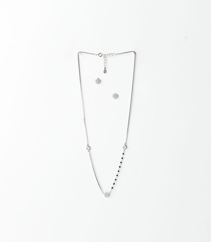 Shining Chakra Mangalsutra Set (Silver)