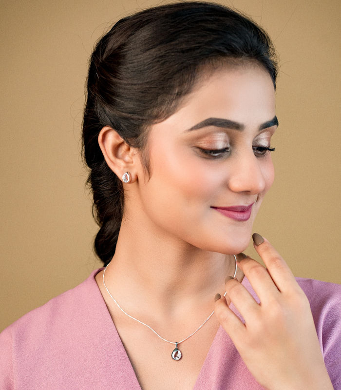 Shining Curv Necklace Set (Silver)