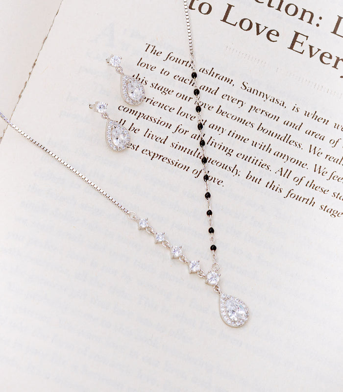 Shining Drop Mangalsutra Set (Silver)