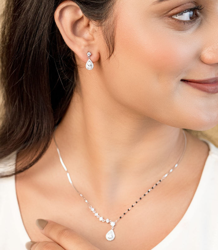 Shining Drop Mangalsutra Set (Silver)