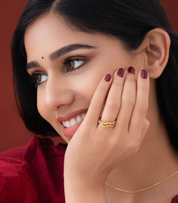 Shining Mesh Gold Finger Ring