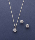 Shining Silver Sphere Necklace Set (Silver)