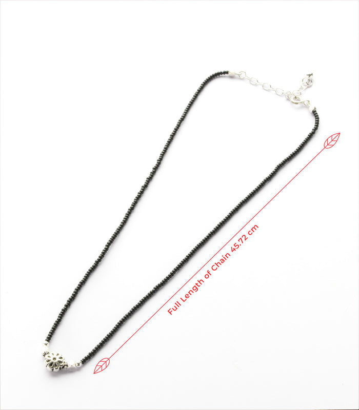 Shiny Floral Antique Mangalsutra (Silver)