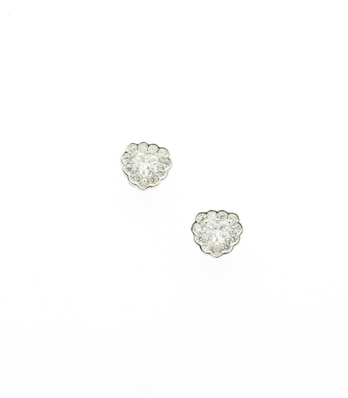 Shiny Silver Hearts Pendant Set (Silver)