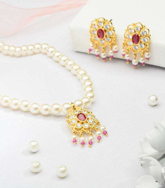 Silver Moti Necklace SET