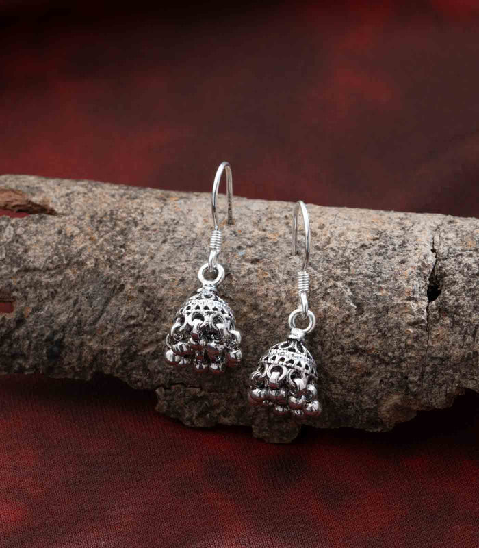 Silver Oxidized Jhumki