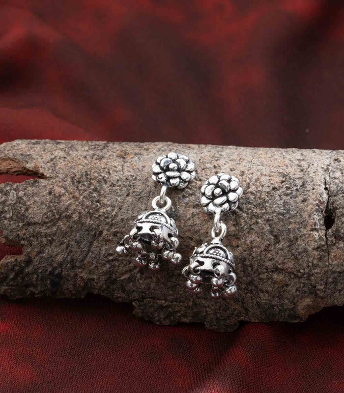 Silver Oxidized Jhumki