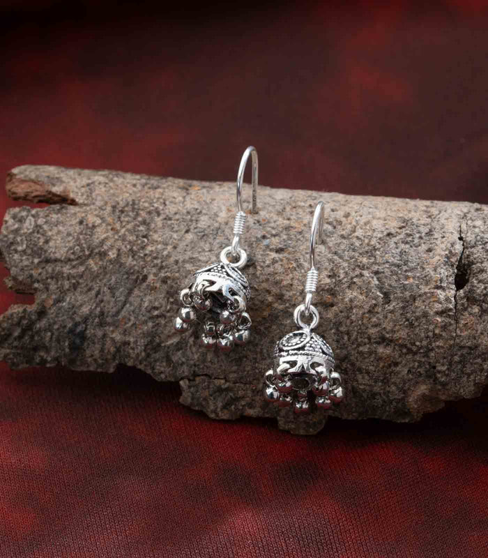 Silver Oxidized Jhumki