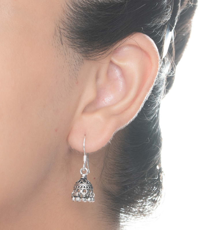 Silver Oxidized Jhumki