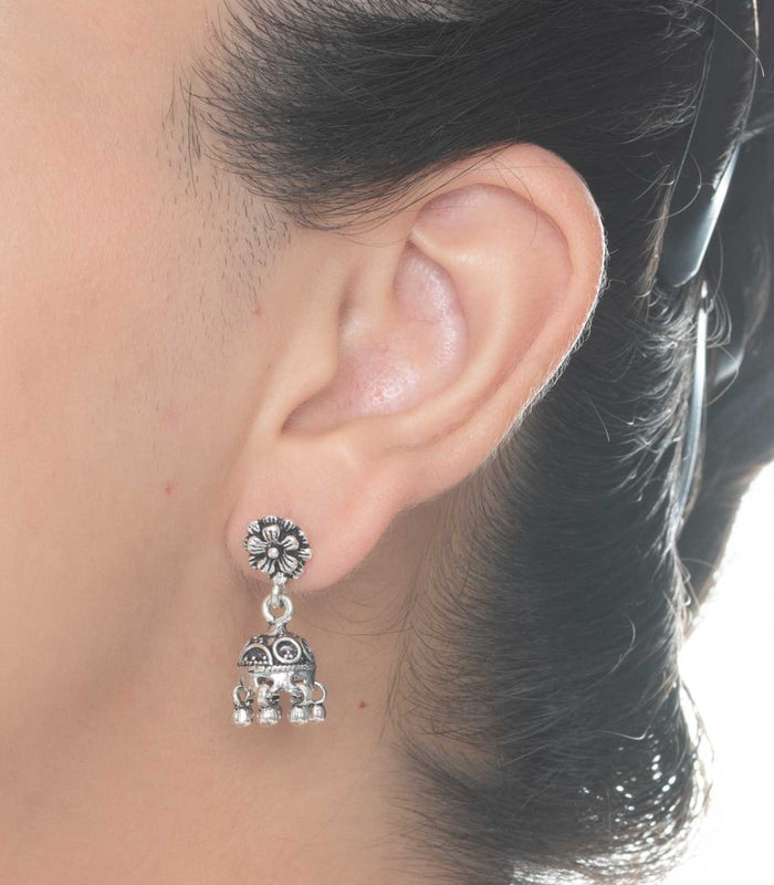 Silver Oxidized Jhumki