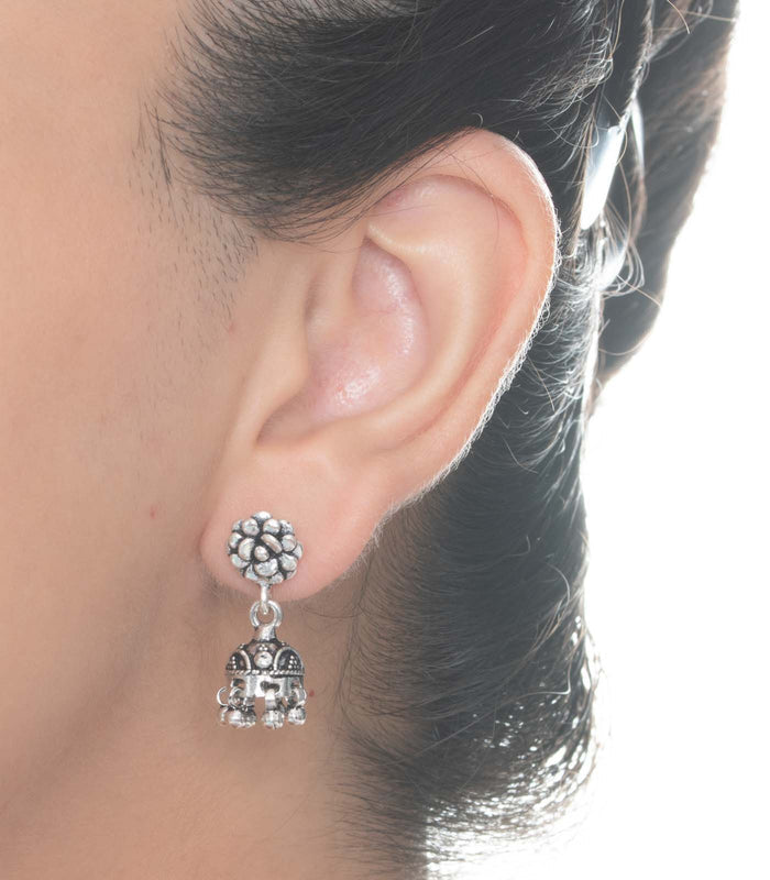 Silver Oxidized Jhumki