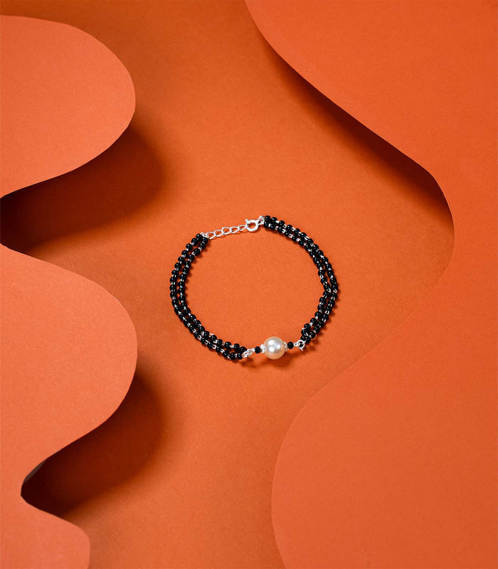 Single Pearl - Double Layered Hand Mangalsutra (Silver)