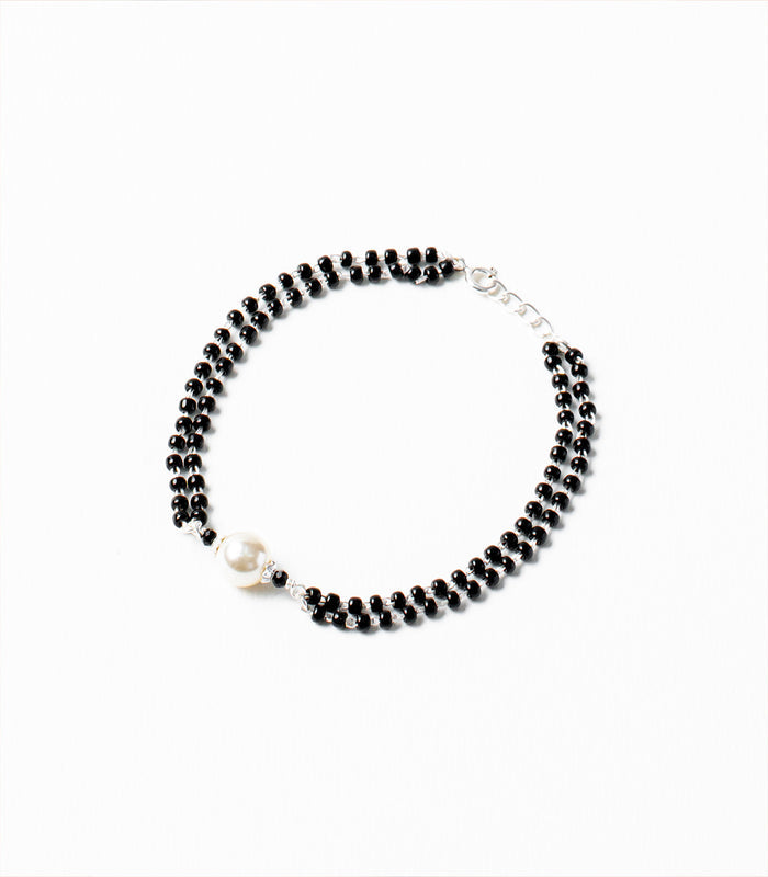 Single Pearl - Double Layered Hand Mangalsutra (Silver)