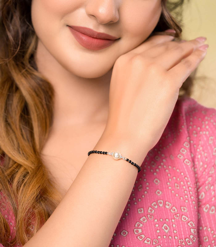 Single Pearl Mangalsutra Bracelet (Silver)