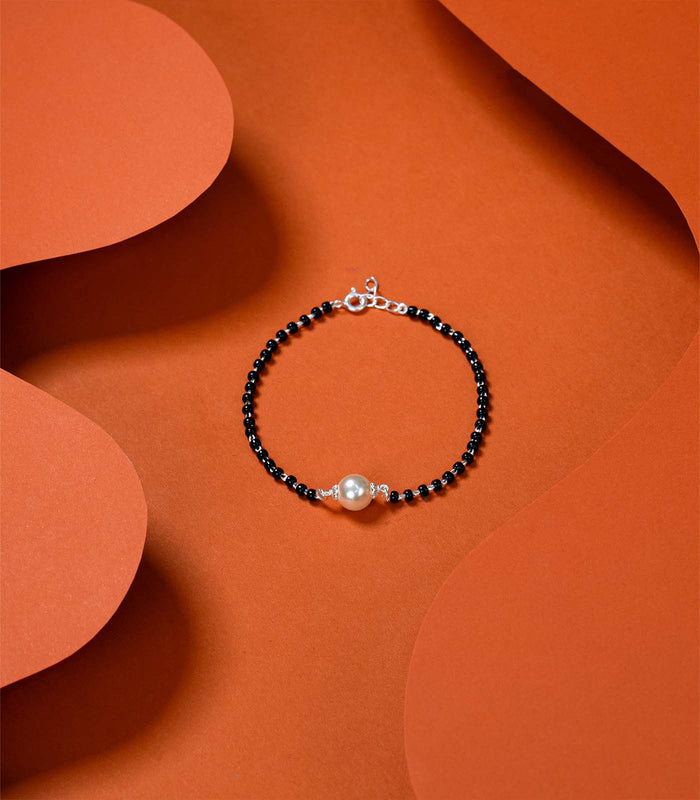 Single Pearl Mangalsutra Bracelet (Silver)