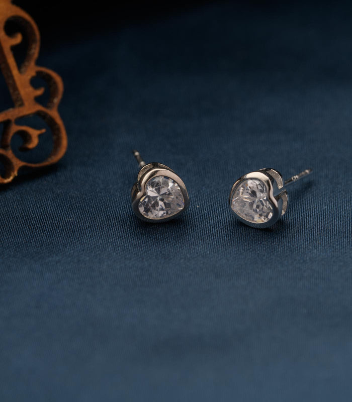 Solitaire Heart Tops (Silver)