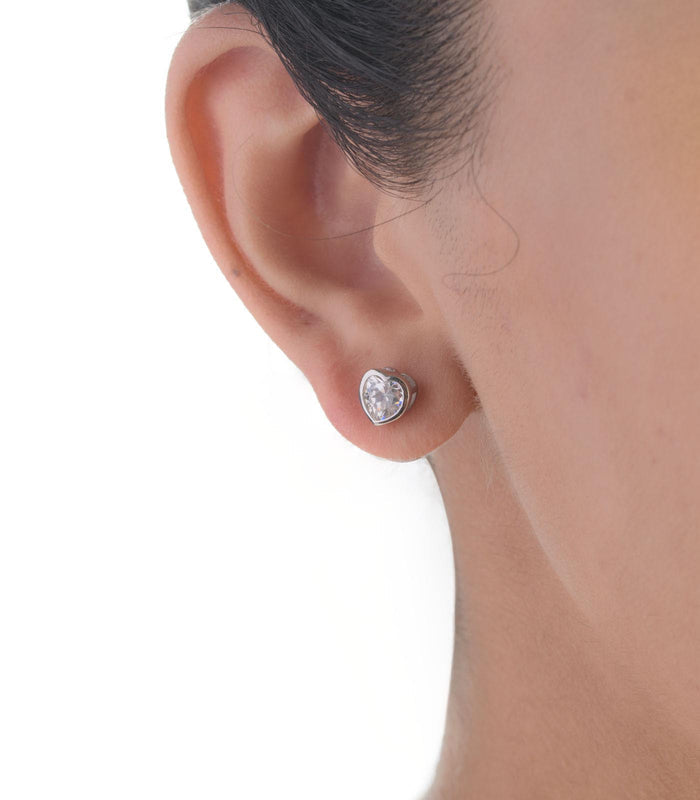 Solitaire Heart Tops (Silver)
