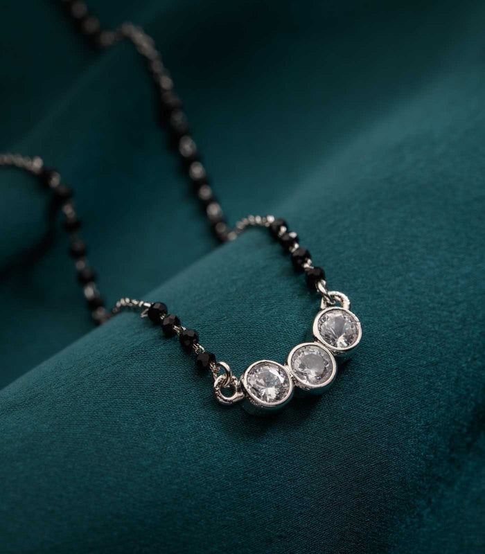 Standard Three Stone Mangalsutra (Silver)