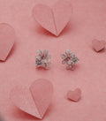 Stone And Flower Earrings (Silver)
