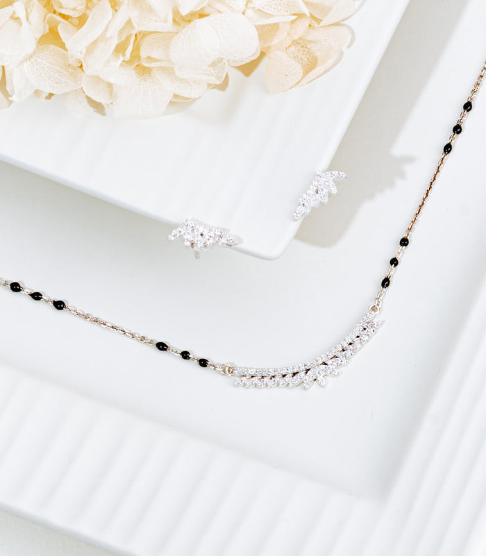 Stone Curve Mangalsutra Set (Silver)