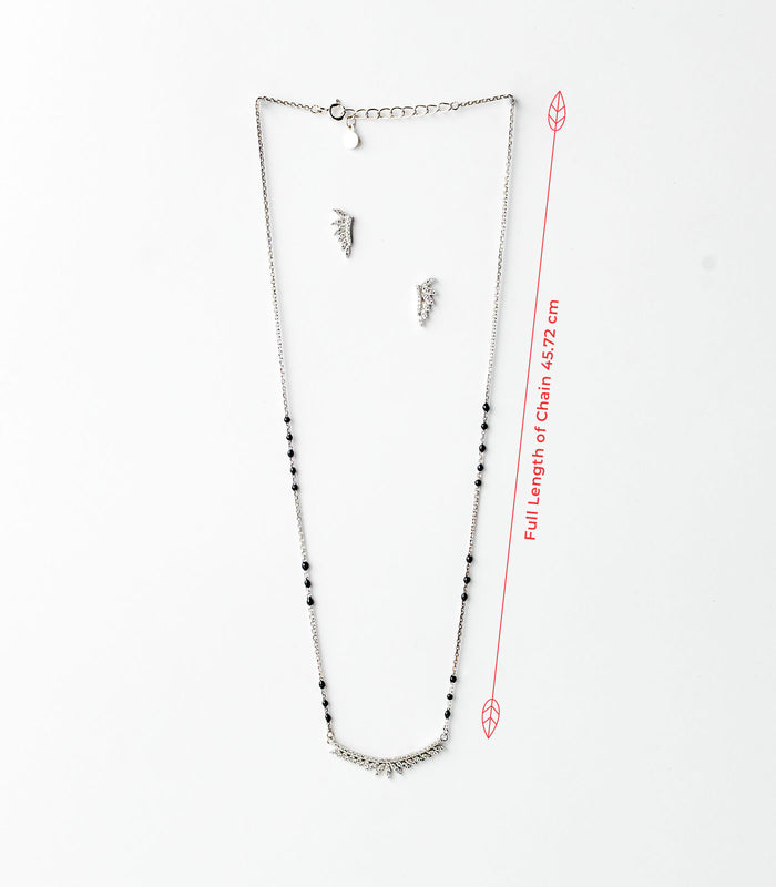 Stone Curve Mangalsutra Set (Silver)