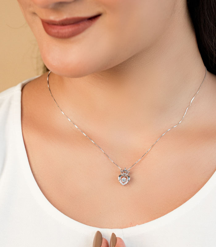 Stone Heart Necklace (Silver)