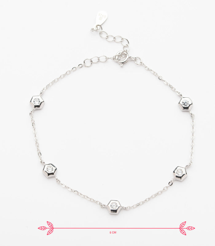 Stone Studded Bracelet (Silver)