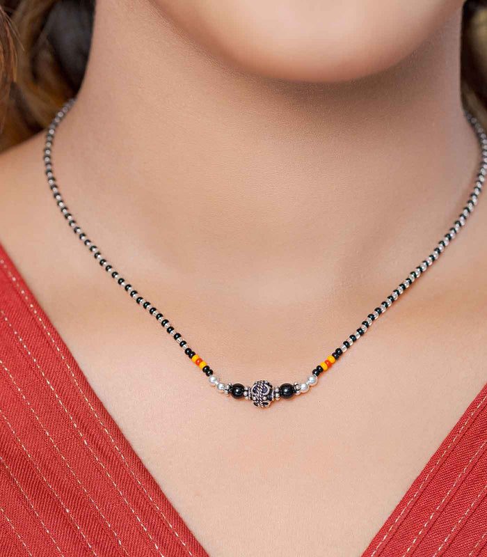 Swirl Orb Antique Mangalsutra (Silver)