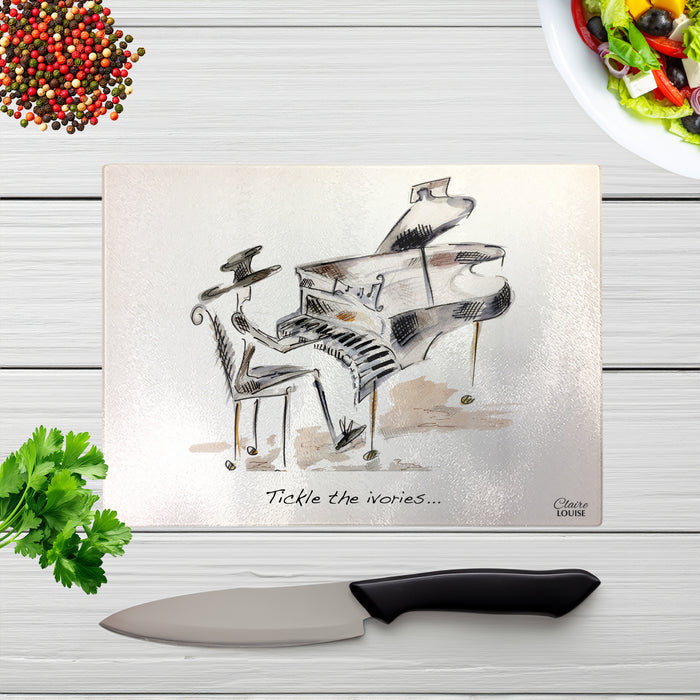 Tickle the Ivories Glass Chopping Board