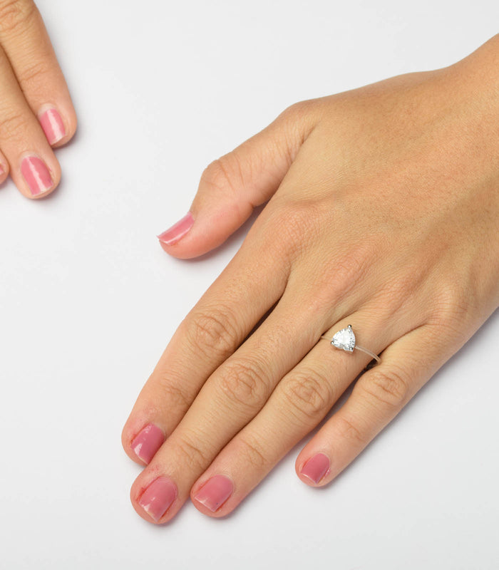 Tiny Heart Invisible Adjustable Finger Ring (Silver)