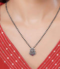 Traditional Floral Stone Antique Mangalsutra (Silver)