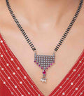 Traditional Stone & Pearl Antique Mangalsutra (Silver)