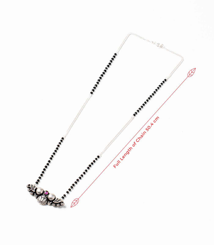 Traditional Stone with Dual Orb Antique Mangalsutra (Silver)