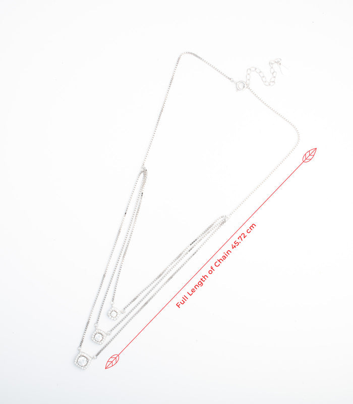 Triple Layer Stone Necklace (Silver)