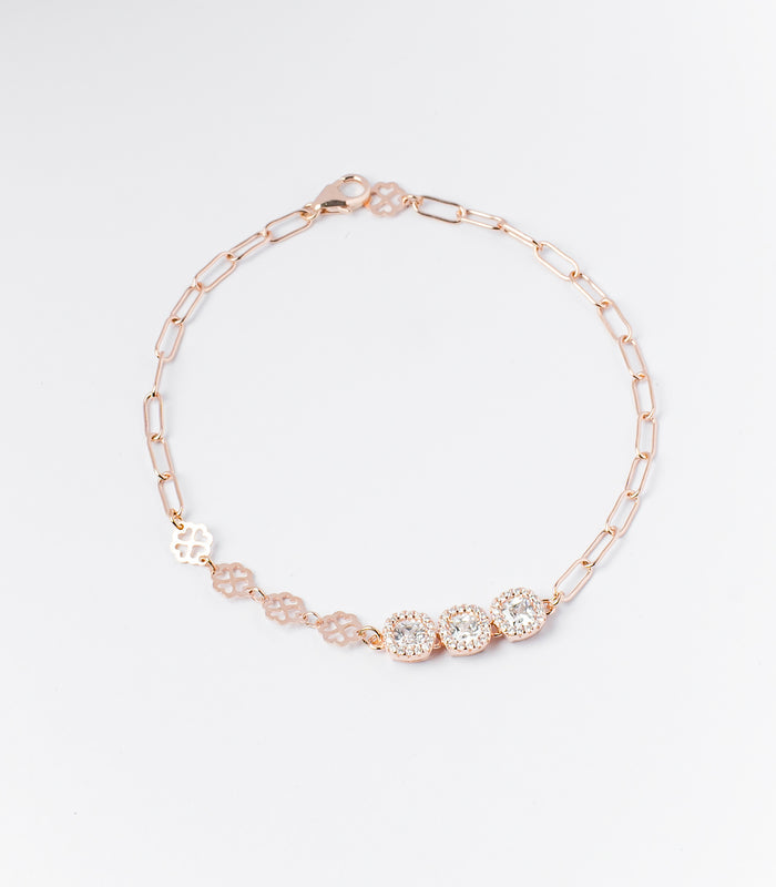 Triple Motif Chain Style Bracelet (Silver)