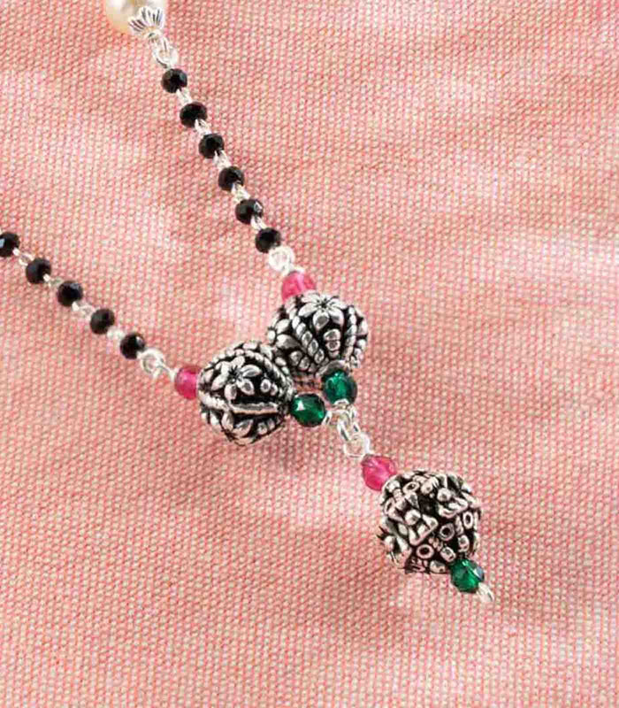 Triple Orb Pearl Mangalsutra (Silver)