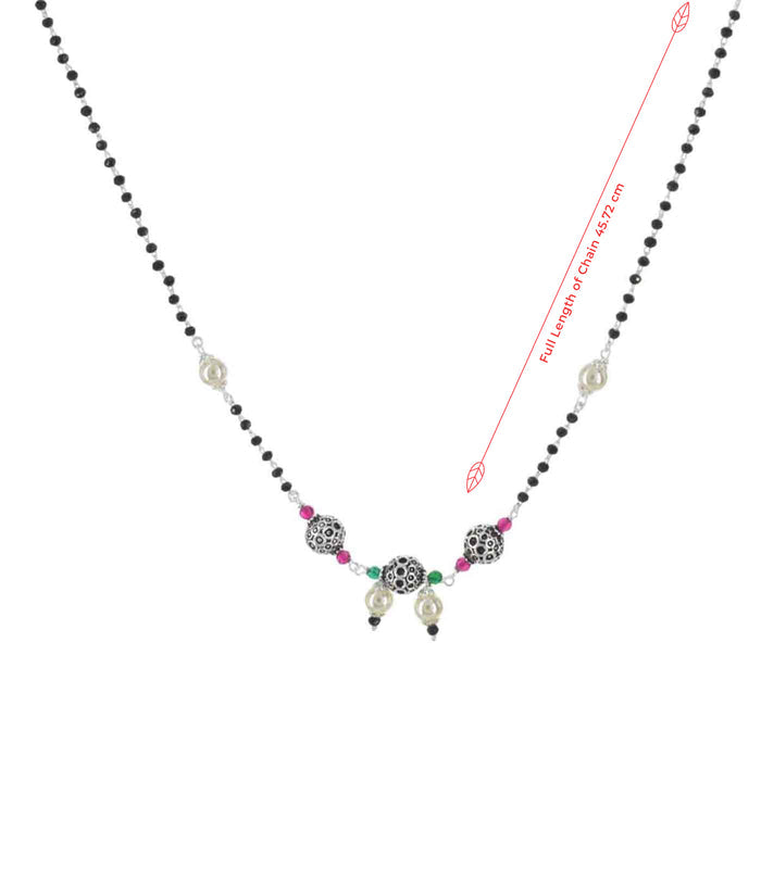 Triple Orb Pearl Mangalsutra (Silver)