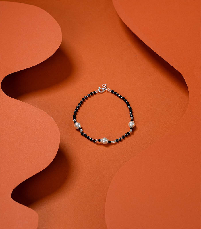 Triple Pearl Mangalsutra Bracelet (Silver)
