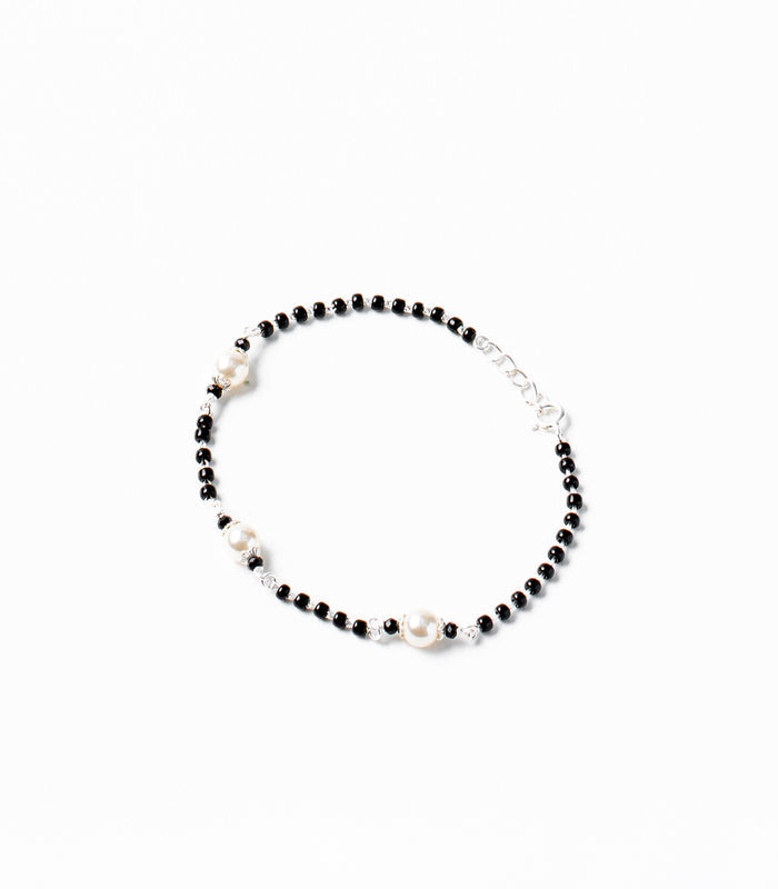 Triple Pearl Mangalsutra Bracelet (Silver)