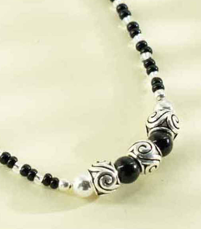 Triple Swirling Orb Mangalsutra (Silver)